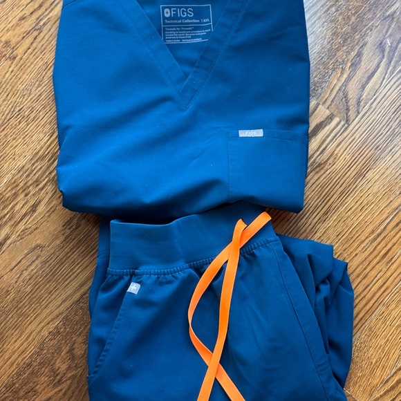 Figs Other - Figs Navy Scrub Set with Bright Orange Accents